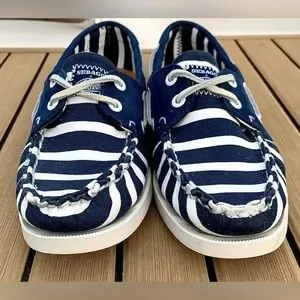 Sebago Shoes Limited Edition Womens 7 Sebago X Armor Lux Blue White Striped Dockside Loafers Poshmark